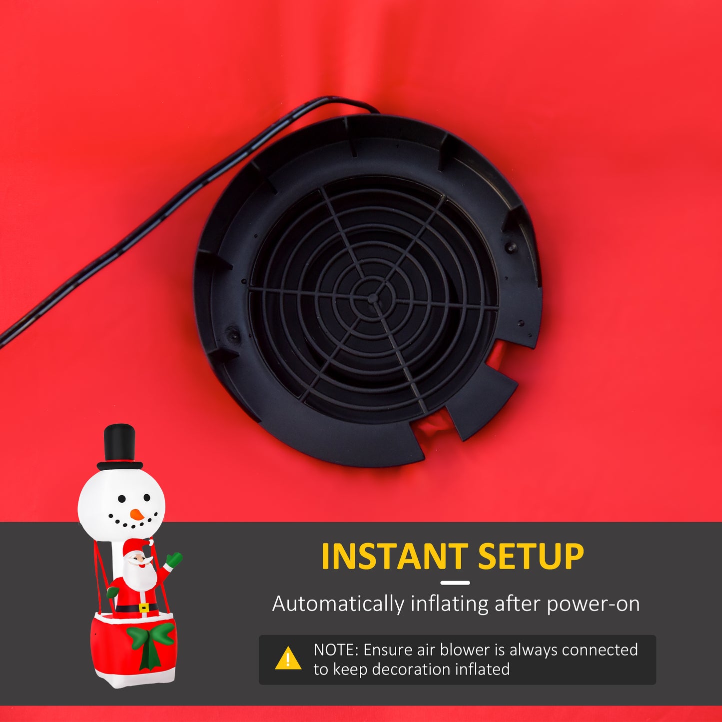 HOMCOM 8ft Christmas Inflatable Decoration with Santa Claus on Snowman Hot Air Balloon, Blow Up Xmas Decor for Outdoor √¢‚Ç¨‚ÄπIndoor with LED Lights