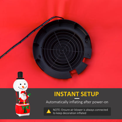 HOMCOM 8ft Christmas Inflatable Decoration with Santa Claus on Snowman Hot Air Balloon, Blow Up Xmas Decor for Outdoor √¢‚Ç¨‚ÄπIndoor with LED Lights