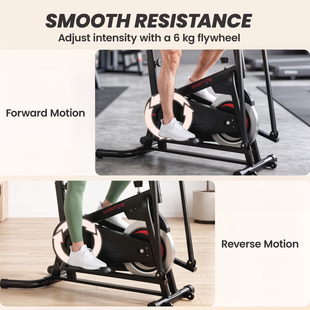 SPORTNOW 2 in 1 Elliptical Cross Trainer for Home with Adjustable Resistance & Seat, Bluetooth App, LCD Monitor, Wheels