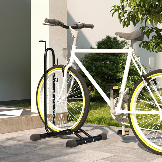 SPORTNOW Vertical and Horizontal Bike Rack Bicycle, Storage Stand with Adjustable Hooks, for 24"-29" Wheels, 700c Bike