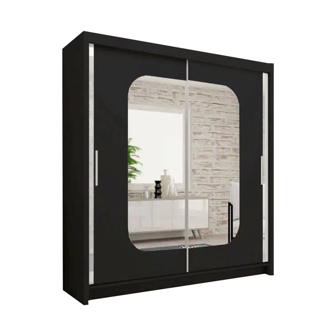 Danequa 2 door mirrored sliding wardrobe-black white-grey-Oak-4 Sizes