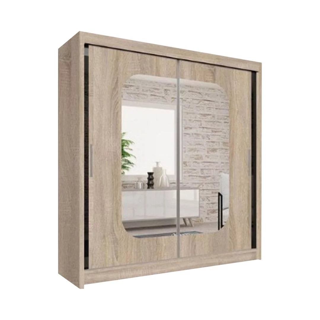 Danequa 2 door mirrored sliding wardrobe-black white-grey-Oak-4 Sizes