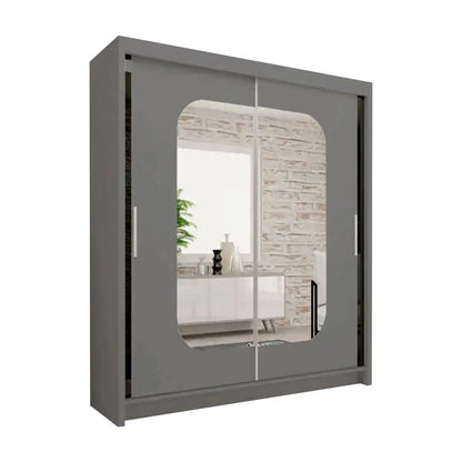 Danequa 2 door mirrored sliding wardrobe-black white-grey-Oak-4 Sizes