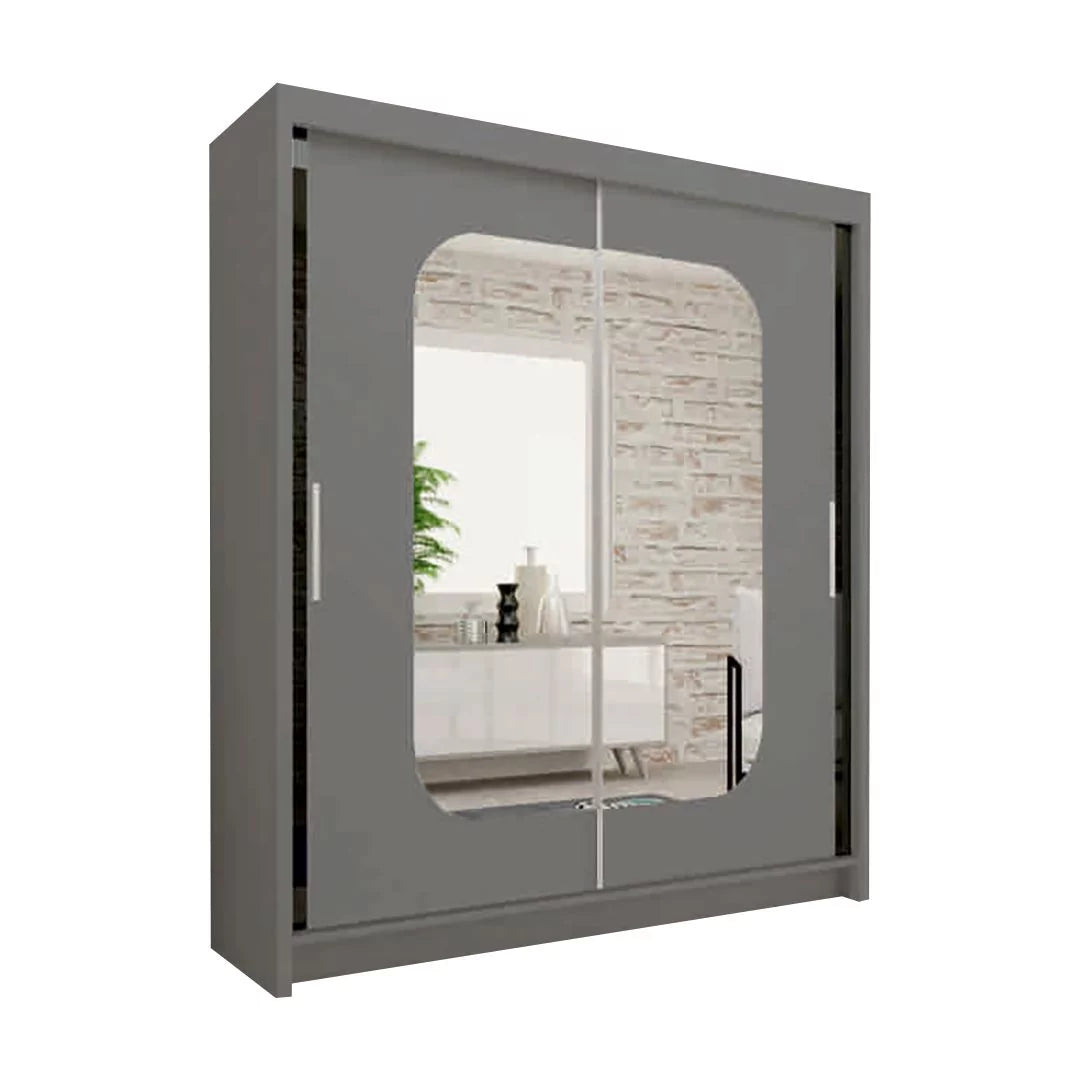 Merica 2 Door Mirrored Sliding Wardrobe - Oak, Black, White, Grey - 4 Sizes