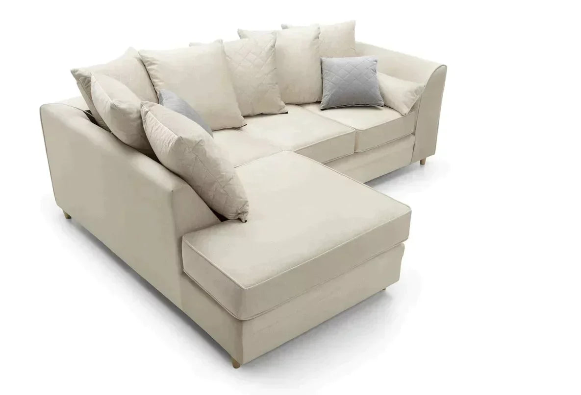 Chic Velvet Corner Sofa - Cream