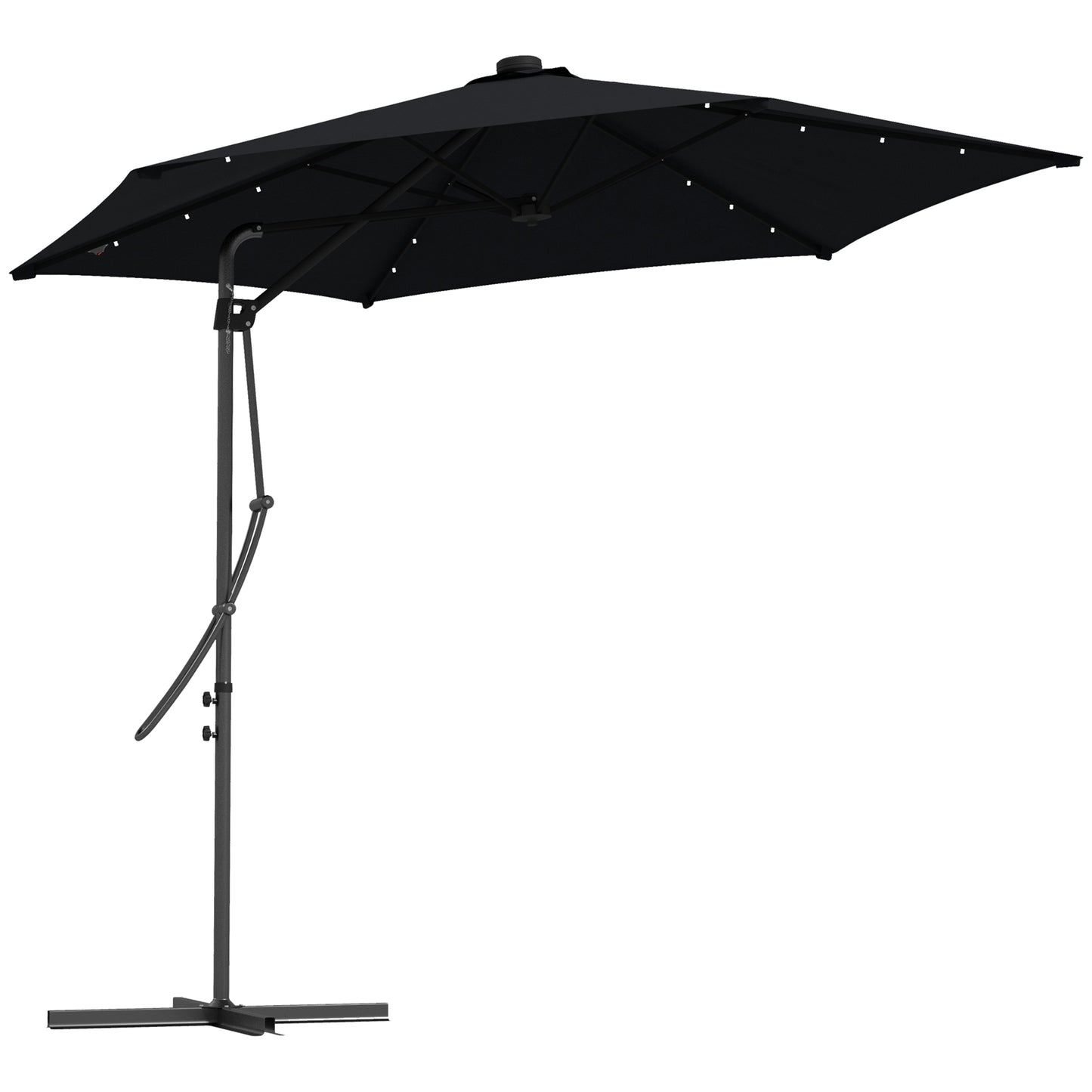 Outsunny 3(m) Solarny LED Cantilever Parasol, Czarny