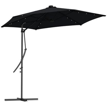 Outsunny 3(m) Solarny LED Cantilever Parasol, Czarny