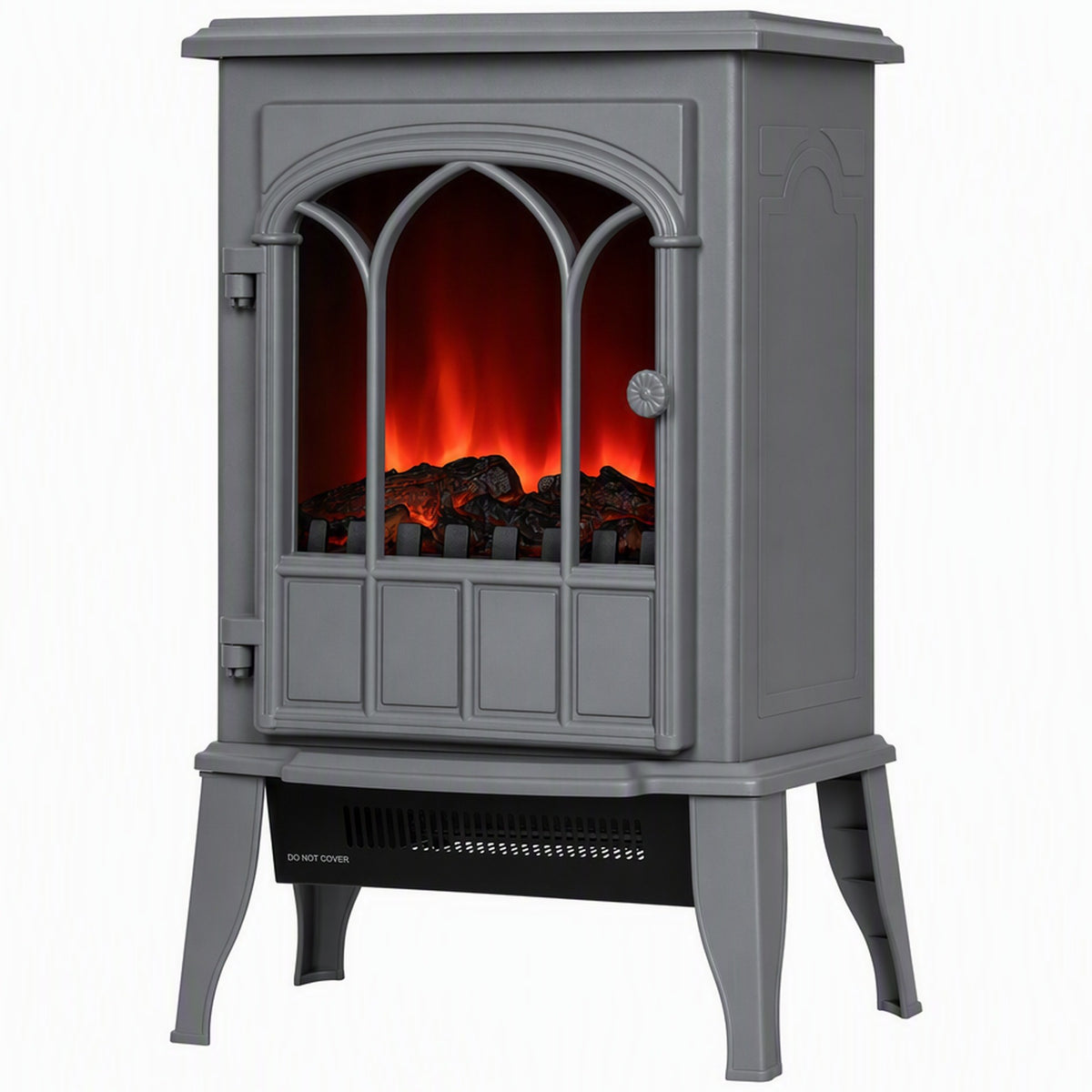 HOMCOM Freestanding Electric Fireplace, Electric Log Burner with LED Flame Effect, Overheating Safety System, 1000W/2000W Grey