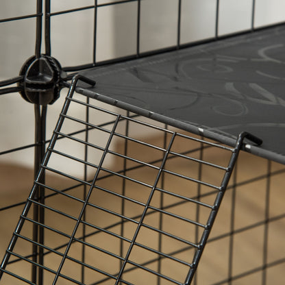 PawHut Pet Playpen w/ Door Personalized Fence dla świnek morskich, szynszyli i jeży - czarny