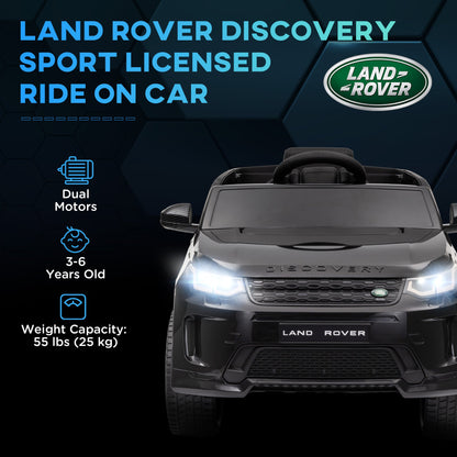 سيارة ركوب للأطفال من AIYAPLAY Land Rover Discovery Sport مرخصة بقوة 12 فولت مع جهاز تحكم عن بعد وأضواء وموسيقى وبوق، للأطفال من سن 3 إلى 6 سنوات، لون أسود