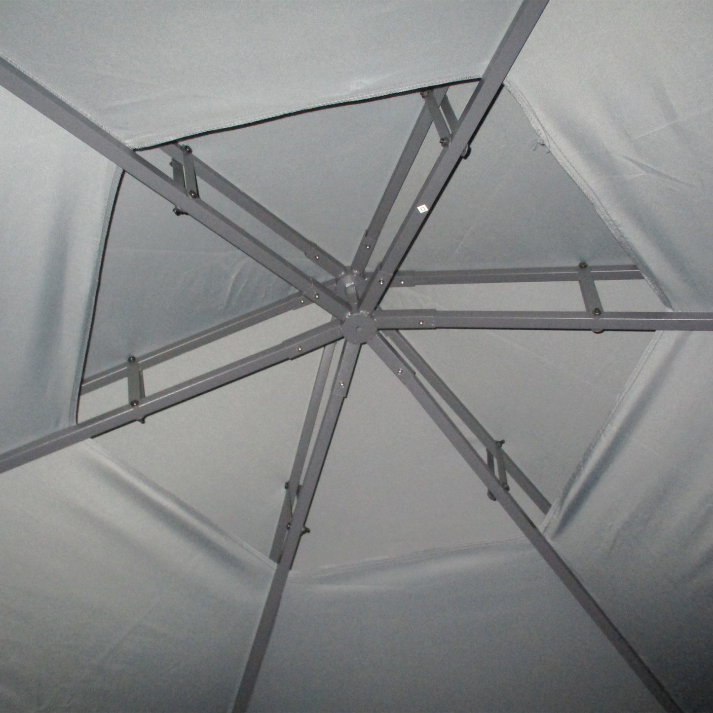 Outsunny 3 x 3(m) Hexagon Gazebo Patio Canopy Party Tent Outdoor Garden Shelter z 2-poziomowym dachem i panelem bocznym - szary