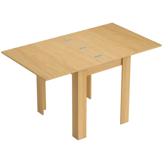HOMCOM Extendable Rectangular Dining Table for 4 to 6 People, 70-140 cm Kitchen Table, Felt Pads, Natural Wood
