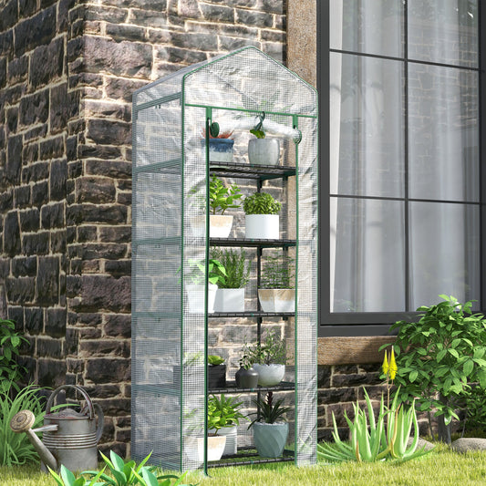 Mini szklarnia Outsunny 193 cm z pięcioma półkami – biała