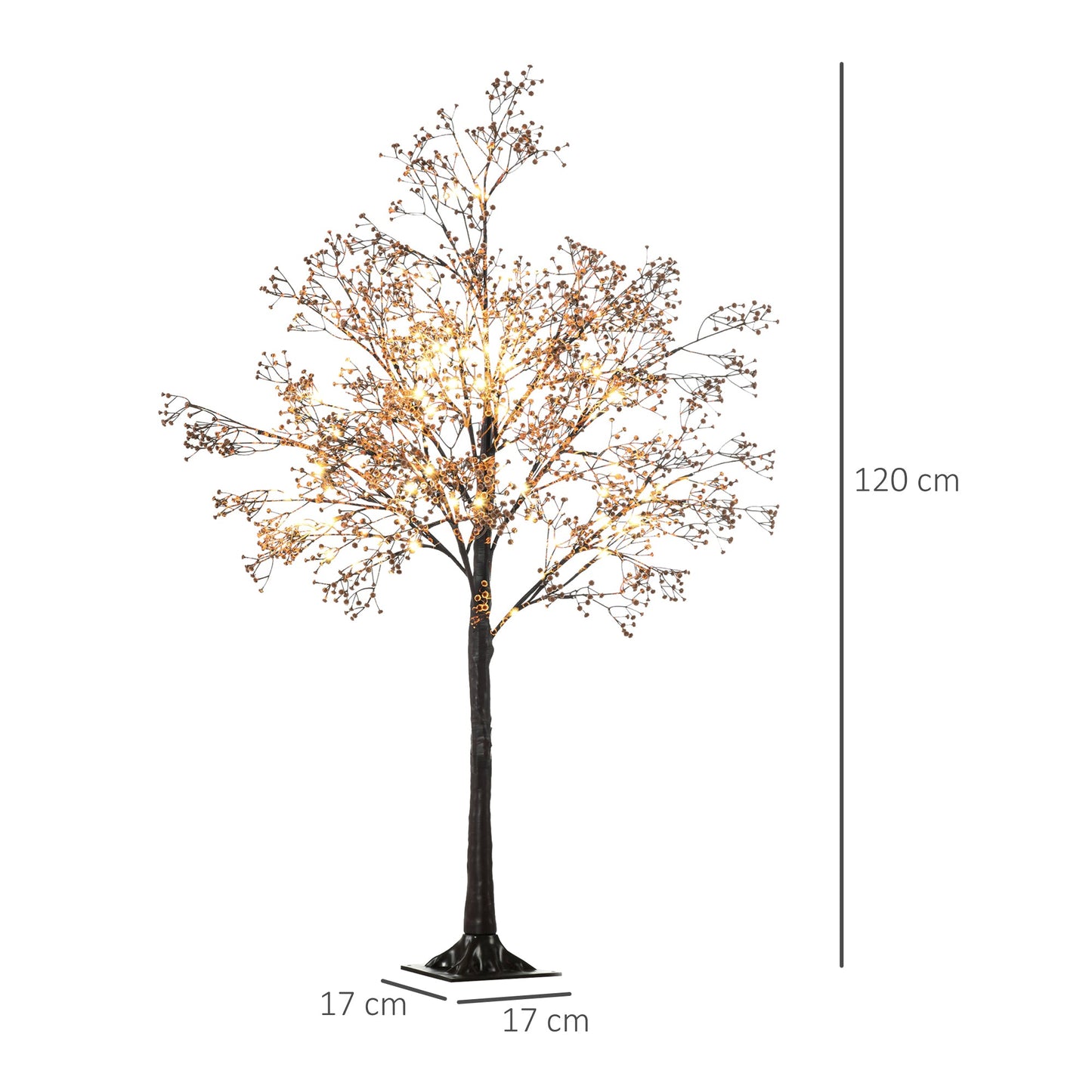 HOMCOM 4ft ضوء شجرة زهر الجيبسوفيلا الاصطناعي مع 72 ضوء LED أبيض دافئ، زهور نفس الطفل للمنزل وحفلات الزفاف، للاستخدام الداخلي والخارجي