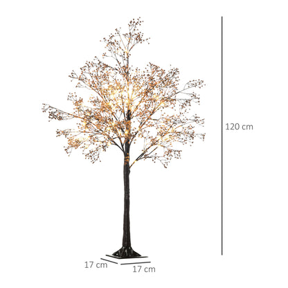 HOMCOM 4ft ضوء شجرة زهر الجيبسوفيلا الاصطناعي مع 72 ضوء LED أبيض دافئ، زهور نفس الطفل للمنزل وحفلات الزفاف، للاستخدام الداخلي والخارجي