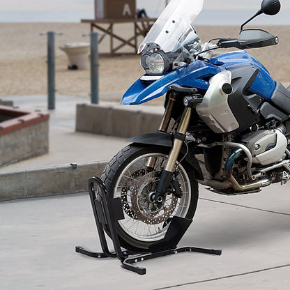 HOMCOM Metalowy motocyklowy klin blokujący pod koła System 17√¢‚Ç¨¬ù,19√¢‚Ç¨¬ù,21√¢‚Ç¨¬ù/43,48,51 Cm Koła przednie Stalowe Regulowane Mocowanie Uchwytu na Opony