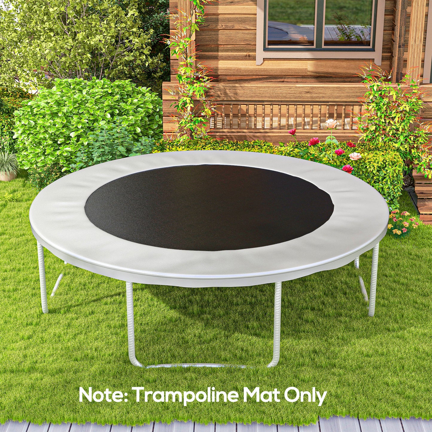 SPORTNOW Mata zamienna do trampoliny ze sprężynowym narzędziem do naciągania, 72 haki V, do trampoliny 12 stóp ze sprężynami 14 cm, czarna