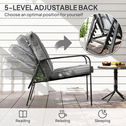 Outsunny Three-Piece Reclining Chair Set - Grey