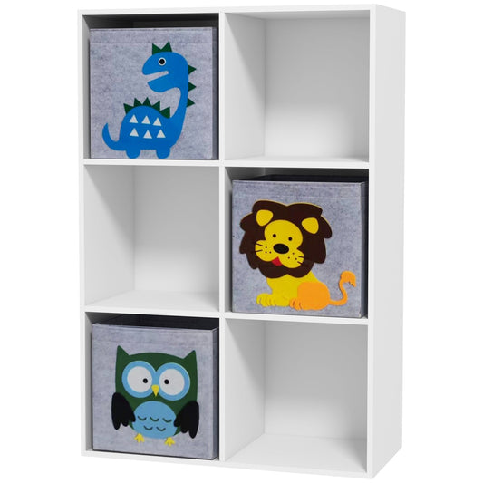 ZONEKIZ Kids Toy Box with Three Non-Woven Fabric Drawers in White
