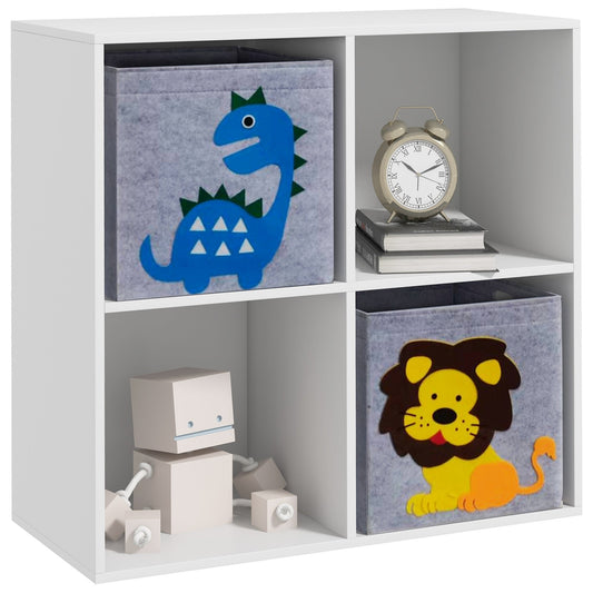ZONEKIZ Kids Toy Box with Two Non-Woven Fabric Drawers in White