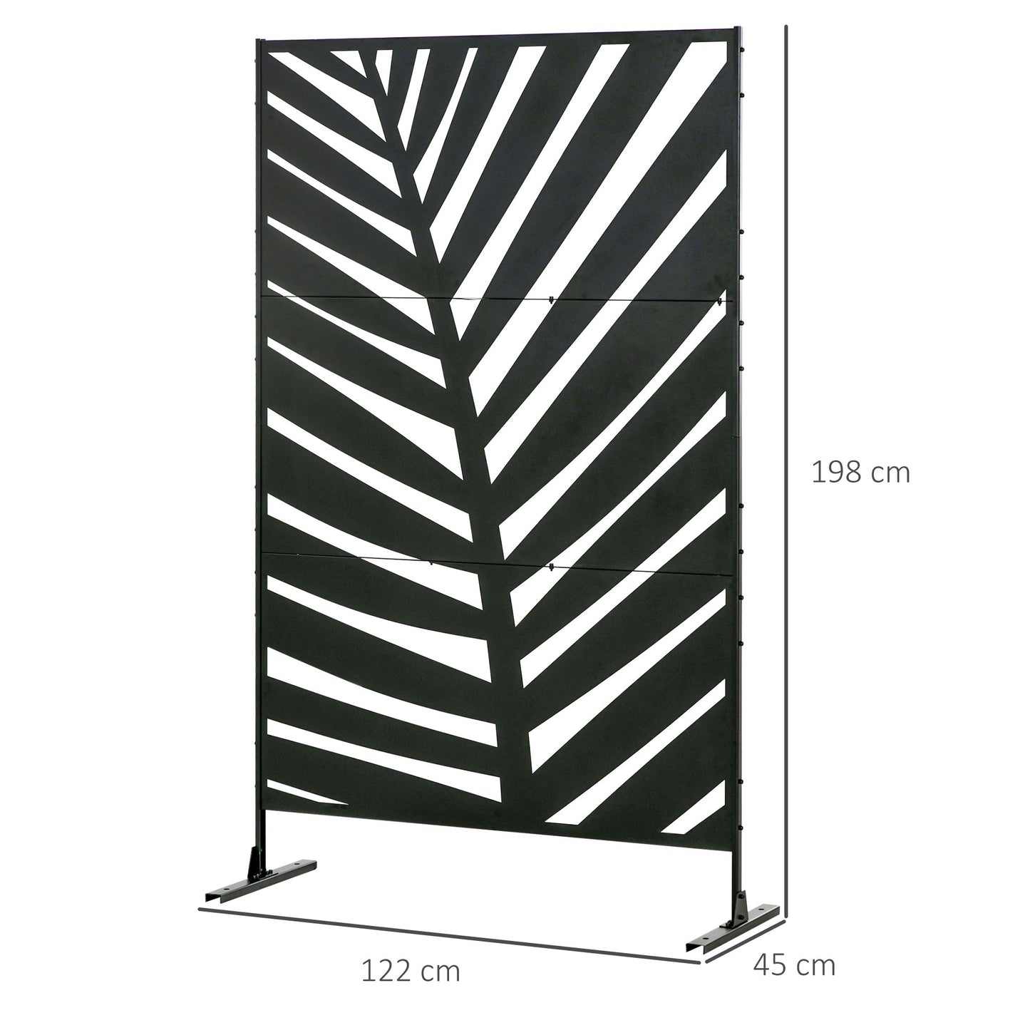 Outsunny Privacy Screen with Stand and Ground Stakes, 6.5FT Metal Outdoor Divider, Decorative Privacy Panel for Garden Patio Pool Hot Tub