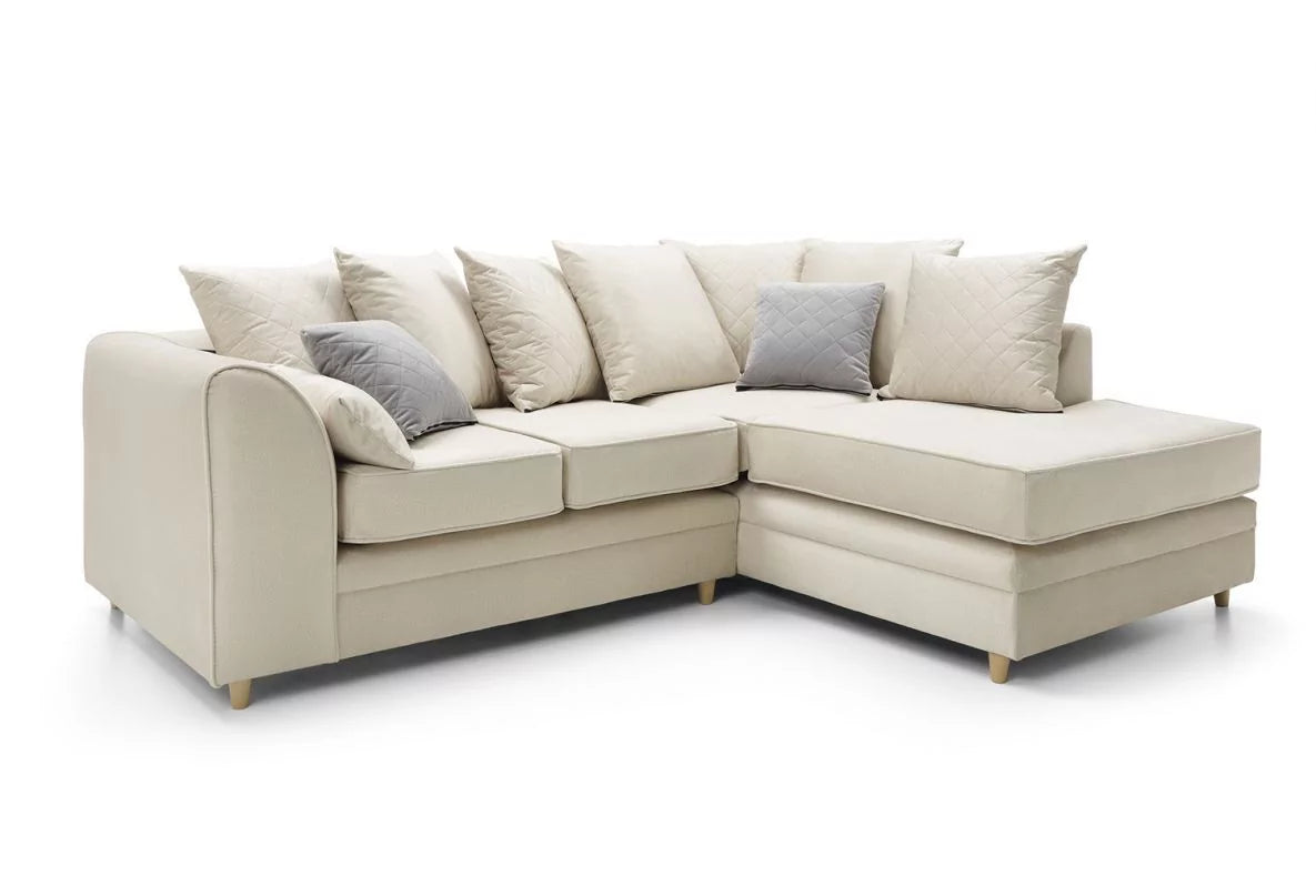 Chic Velvet Corner Sofa - Cream