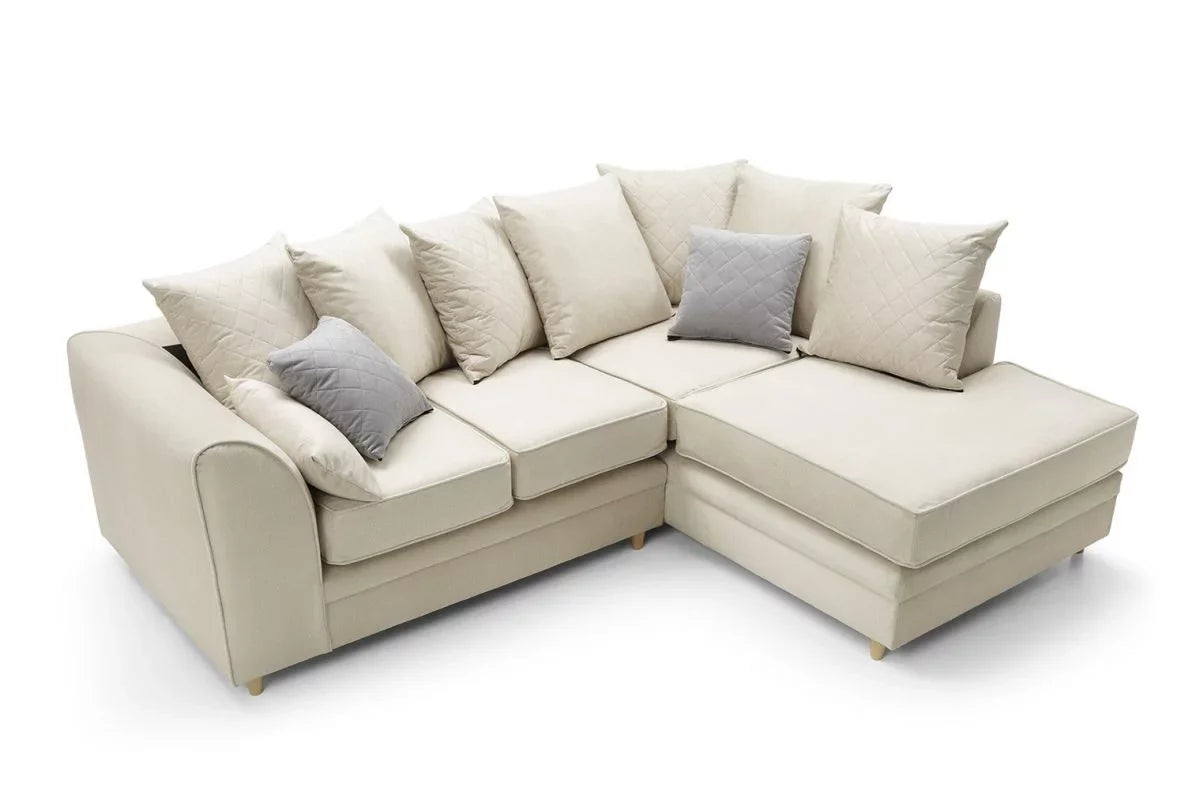 Chic Velvet Corner Sofa - Cream