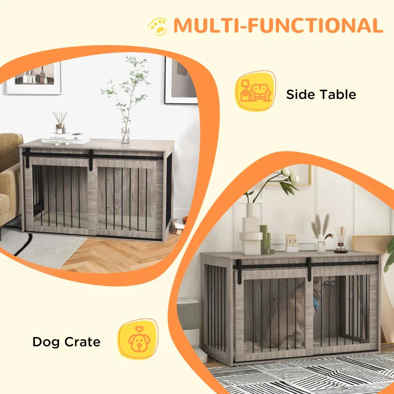 PawHut Dog Crate Furniture with Removable Cushion for XL Dogs, 118 x 60 x 73 cm, Brown