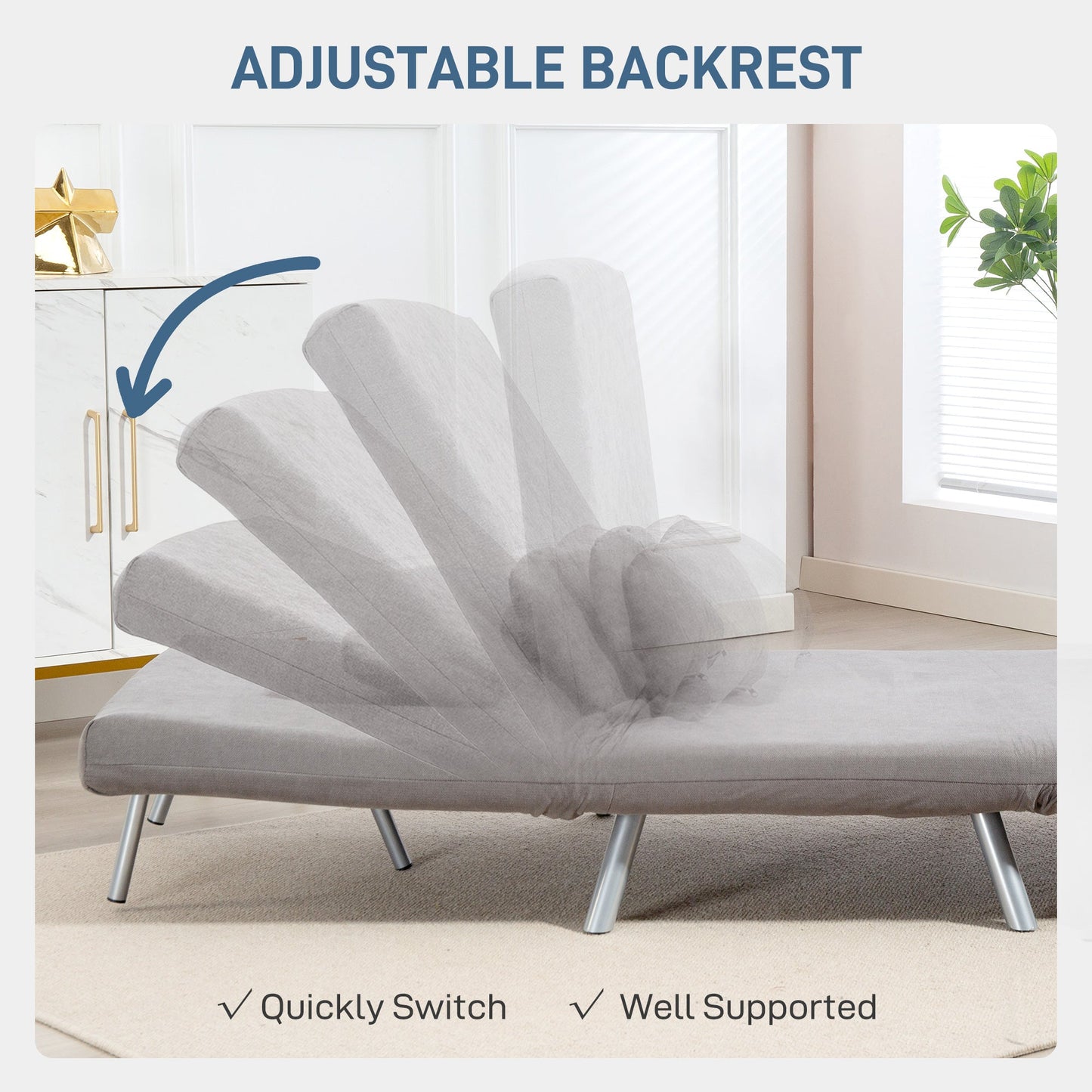 HOMCOM Single Velvet-Feel Chair Bed - Grey