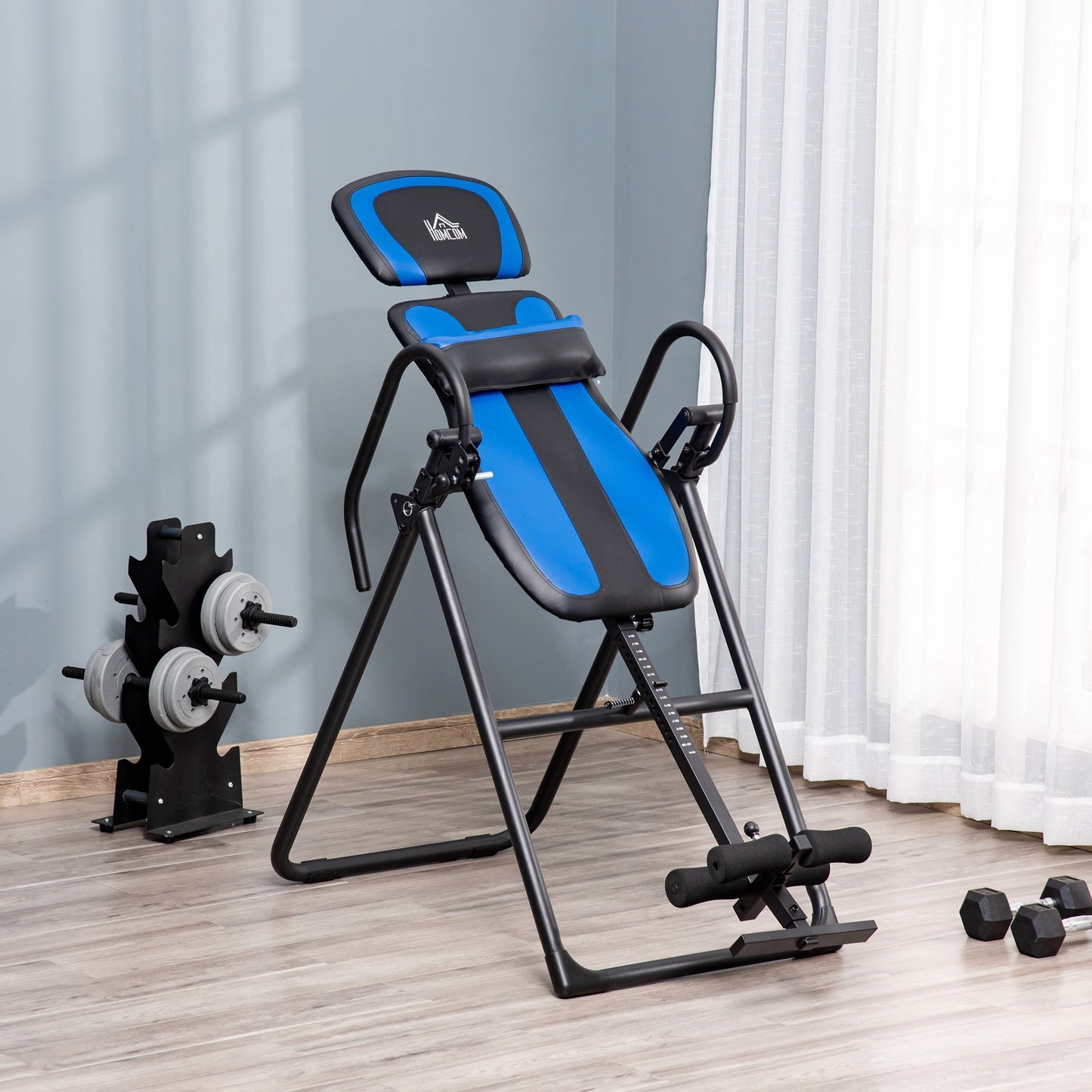 Foldable Gravity Inversion Table, Back Therapy Fitness Bench, with Soft Ankle Cushions, for Home