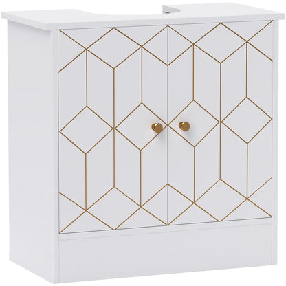 HOMCOM Under Sink Bathroom Cabinet, Under Sink Cabinet with Adjustable Shelf and Open Compartment for Basin with or without Pedestal, 60 x 30 x 60cm, White